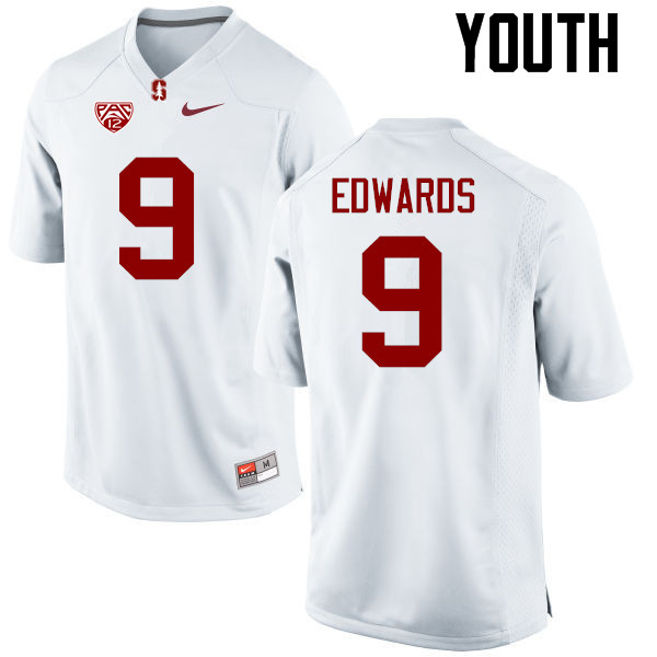 Youth Stanford Cardinal #9 Ben Edwards College Football Jerseys Sale-White - Click Image to Close